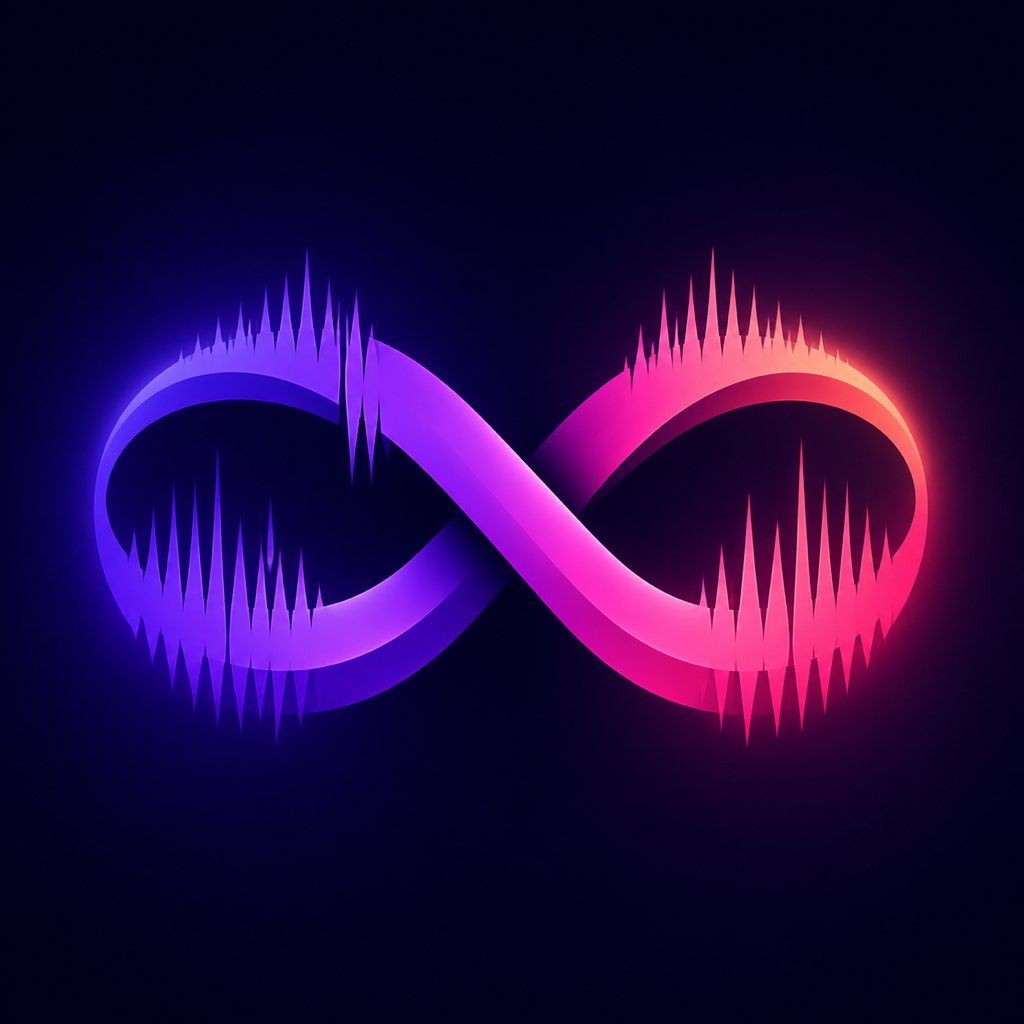 Beat Switch app icon: an infinity symbol woven through a pink and violet waveform